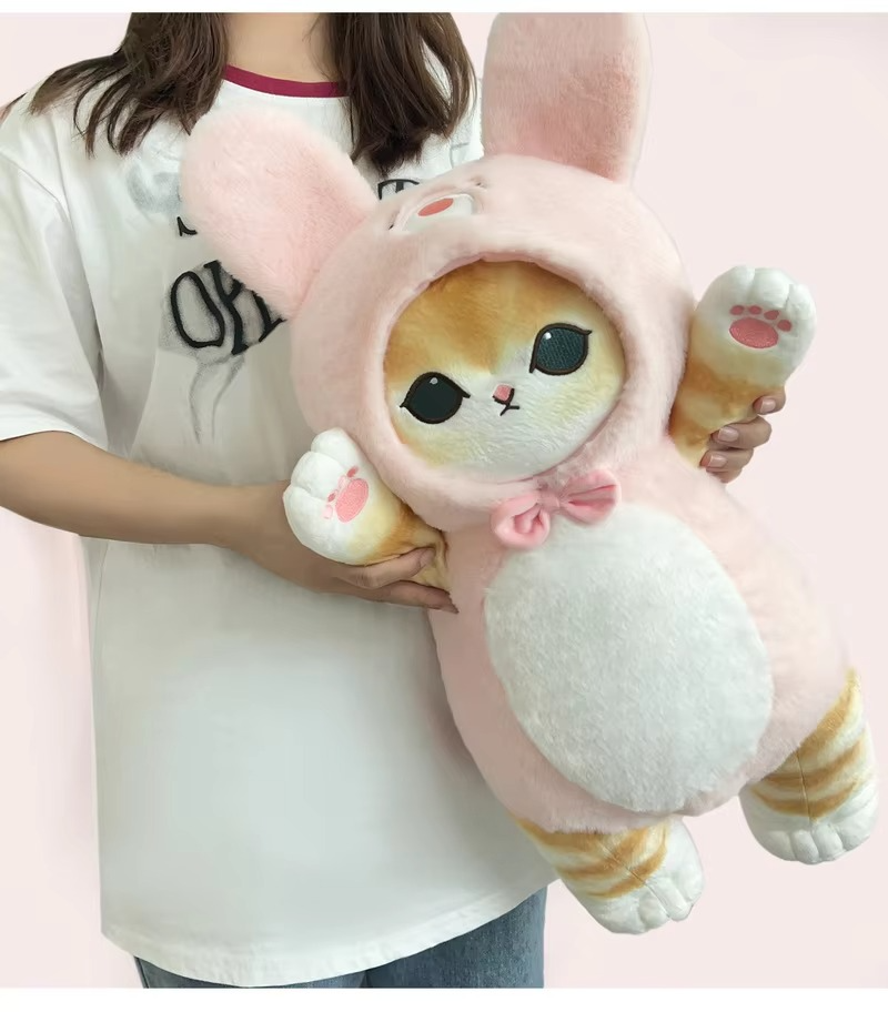 50cm Genuine Mofusand Shark Cat Cute Panda Bunny Doll Plush Doll Cat Fushandi Gift Cat Pillow Home Dress-Up Cat Kids Xmas Gift