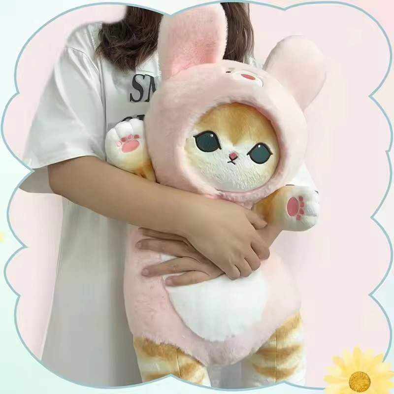 50cm Genuine Mofusand Shark Cat Cute Panda Bunny Doll Plush Doll Cat Fushandi Gift Cat Pillow Home Dress-Up Cat Kids Xmas Gift
