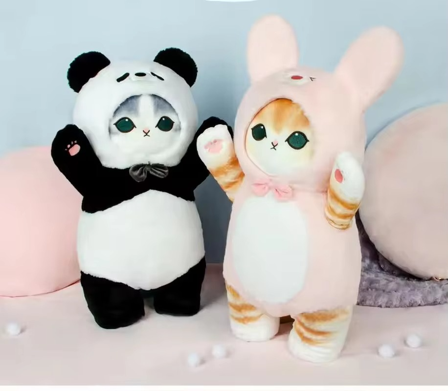 50cm Genuine Mofusand Shark Cat Cute Panda Bunny Doll Plush Doll Cat Fushandi Gift Cat Pillow Home Dress-Up Cat Kids Xmas Gift