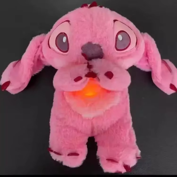 Cute Anime Stitch Plush Doll (Pink Angel): Breathing Light, Music - Kid/Baby Sleep Soother, Perfect Christmas Birthday Gift