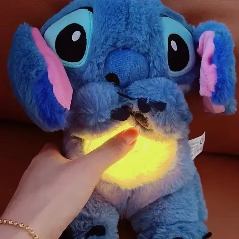 Cute Anime Stitch Plush Doll (Pink Angel): Breathing Light, Music - Kid/Baby Sleep Soother, Perfect Christmas Birthday Gift