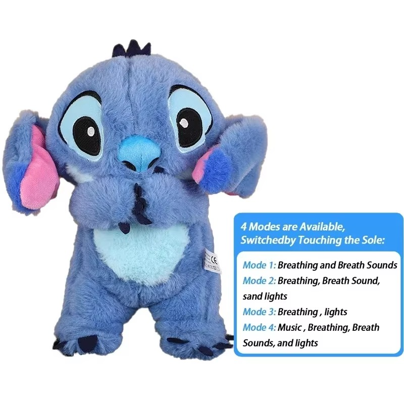 Cute Anime Stitch Plush Doll (Pink Angel): Breathing Light, Music - Kid/Baby Sleep Soother, Perfect Christmas Birthday Gift