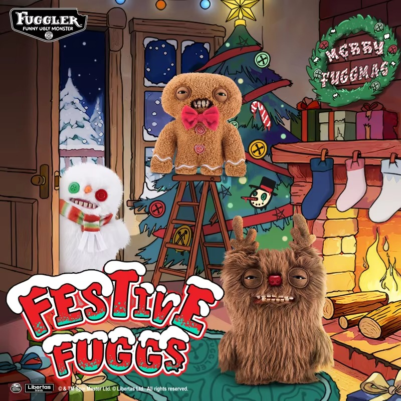 Fuggler Festive Fugg Soft Plush Doll Toy Christmas Series Reindeer Ugly Kawaii Teeth Monster Funny Children Friend Birthday Gift