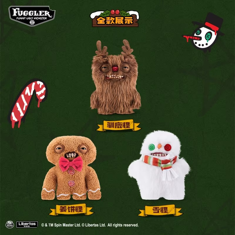 Fuggler Festive Fugg Soft Plush Doll Toy Christmas Series Reindeer Ugly Kawaii Teeth Monster Funny Children Friend Birthday Gift