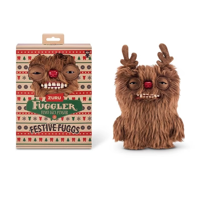 Fuggler Festive Fugg Soft Plush Doll Toy Christmas Series Reindeer Ugly Kawaii Teeth Monster Funny Children Friend Birthday Gift
