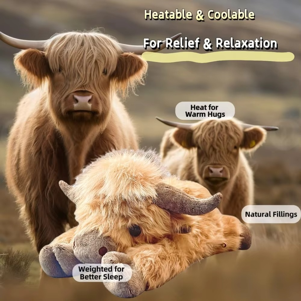 35cm Simulation Lying Highland Cow Plush Animal Doll Soft Stuffed Lying Highland Cow Plush Toy Kawaii Kids Xmas Gifts Home Decor