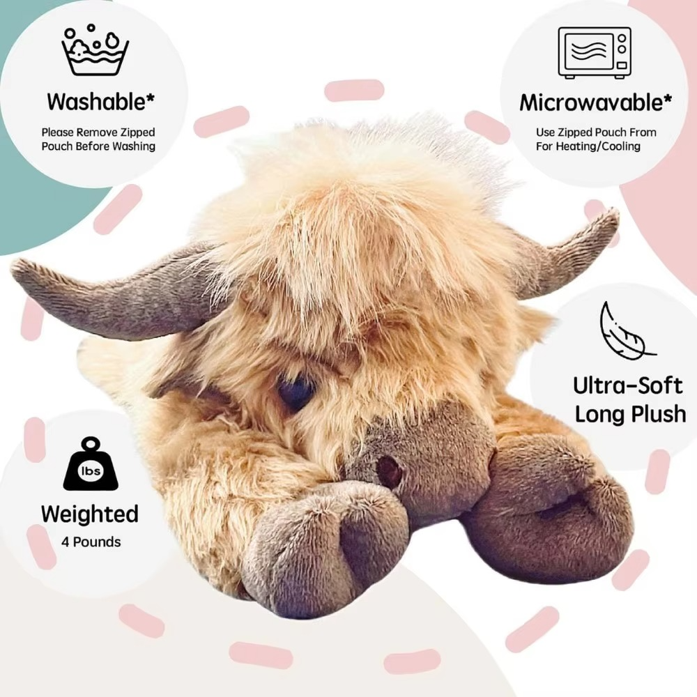 35cm Simulation Lying Highland Cow Plush Animal Doll Soft Stuffed Lying Highland Cow Plush Toy Kawaii Kids Xmas Gifts Home Decor