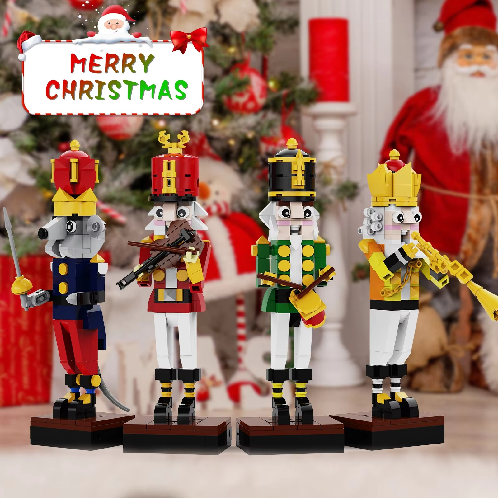BuildMoc Christmas Nutcracker Building Block Set King Trumpeter Soldier Drummer Knight Figures Bricks Toy For Children Xmas Gift