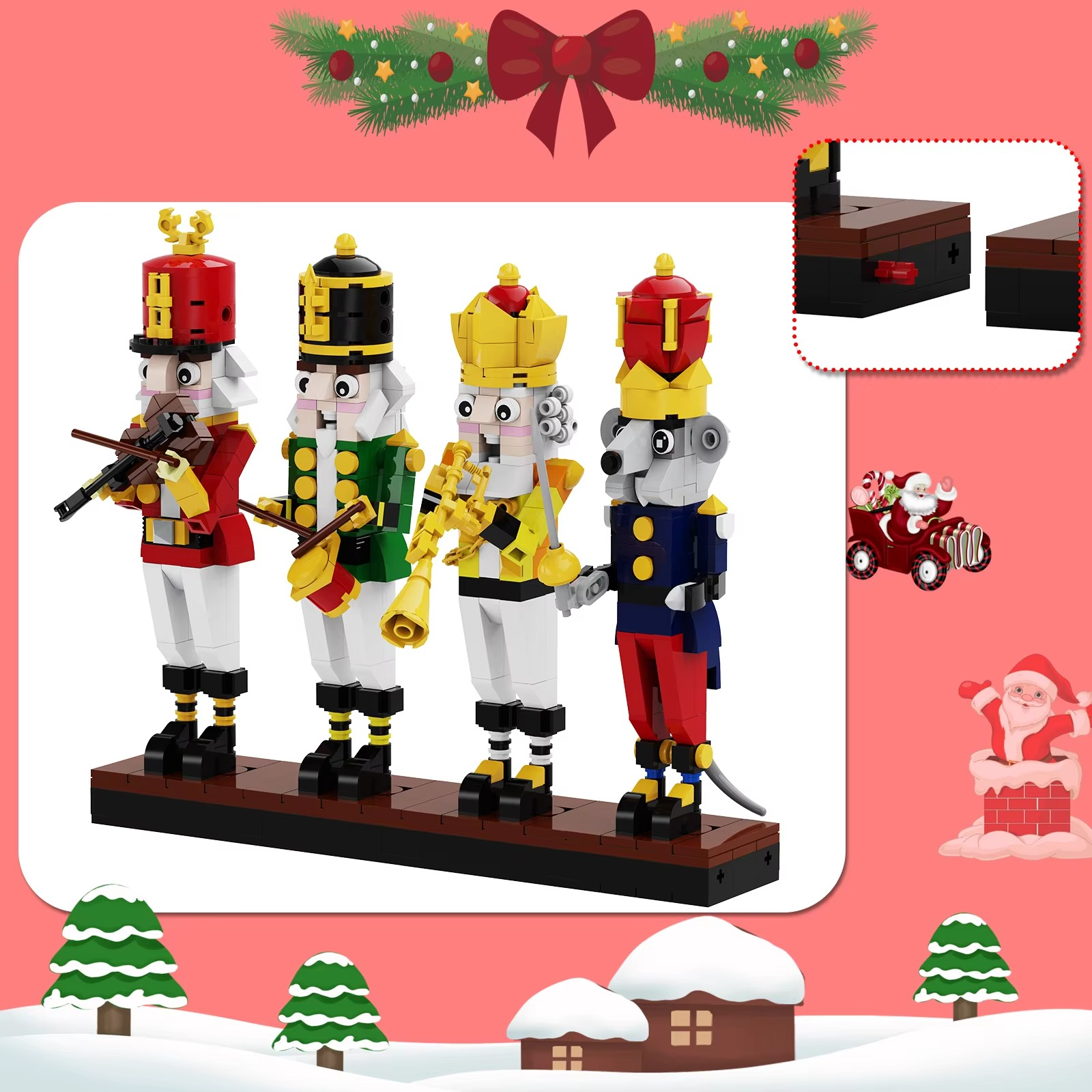 BuildMoc Christmas Nutcracker Building Block Set King Trumpeter Soldier Drummer Knight Figures Bricks Toy For Children Xmas Gift