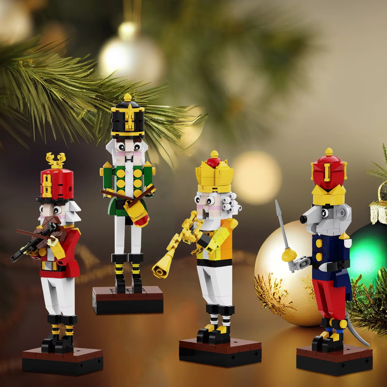 BuildMoc Christmas Nutcracker Building Block Set King Trumpeter Soldier Drummer Knight Figures Bricks Toy For Children Xmas Gift
