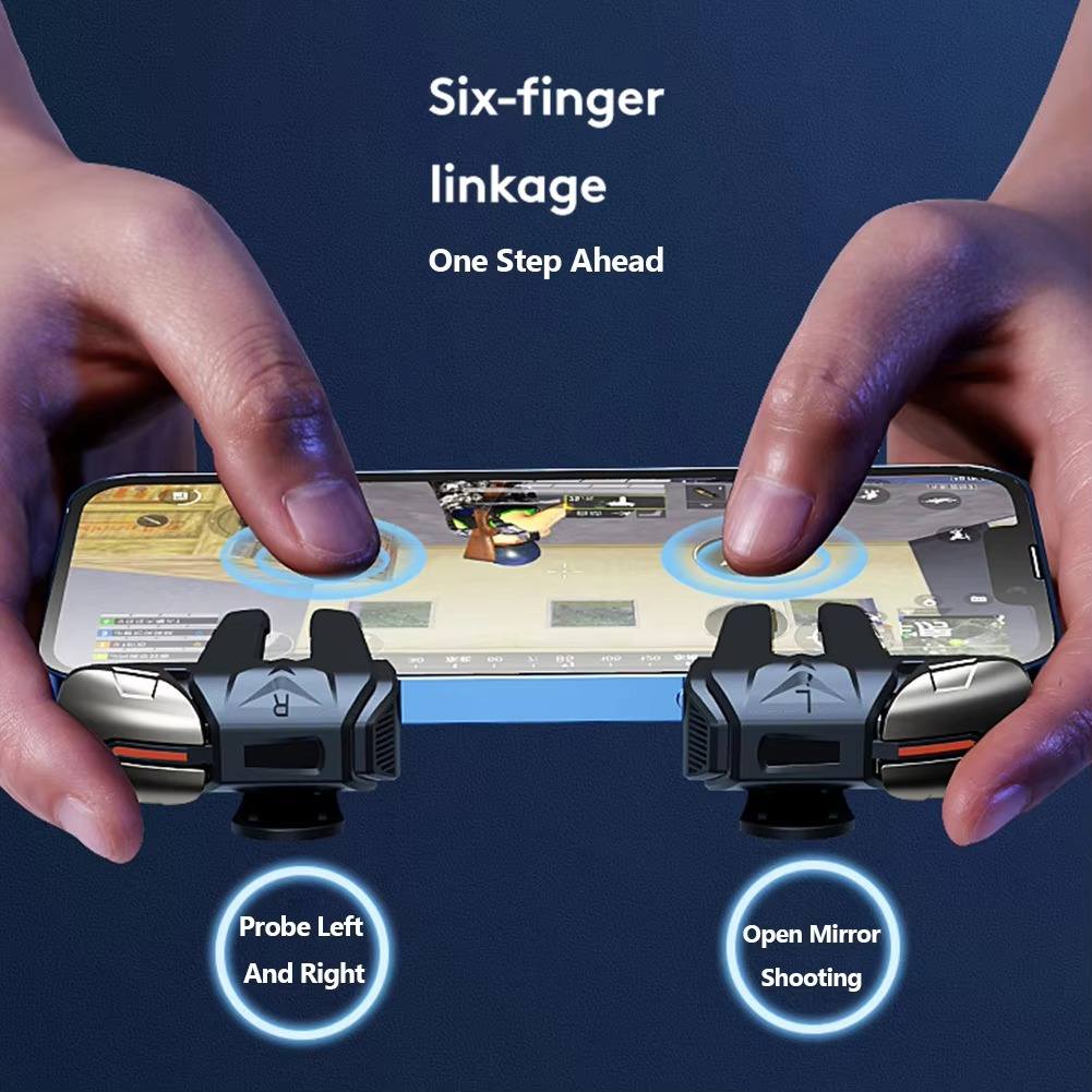 G21 Mobile Phone Game Trigger Gamepad Joystick 6-Finger Aim Shooting L1 R1 Key For PUBG Game Controller