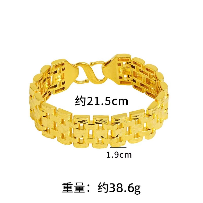 Luxury 24K 9999 Pure Gold Double Buckle Chain Watch Chain Men's High Sense Bracelet