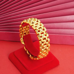 Luxury 24K 9999 Pure Gold Double Buckle Chain Watch Chain Men's High Sense Bracelet