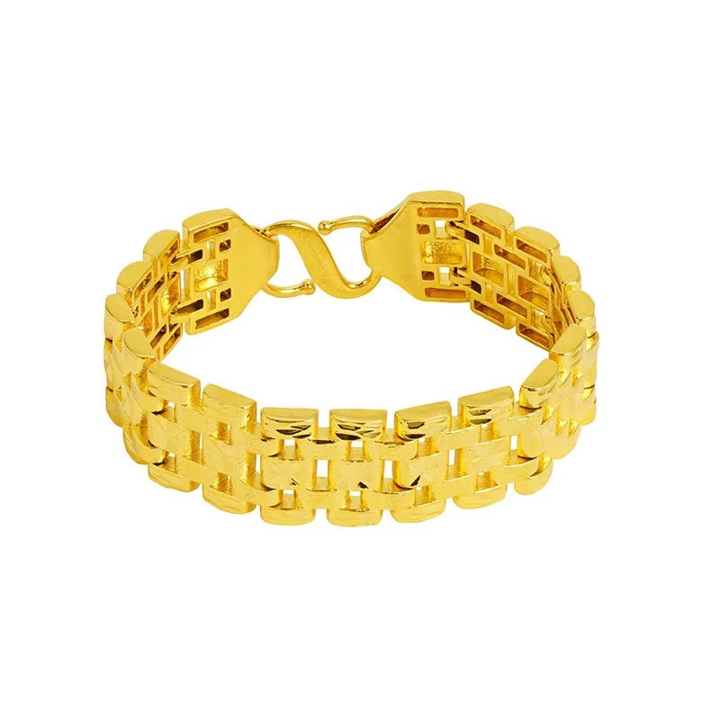 Luxury 24K 9999 Pure Gold Double Buckle Chain Watch Chain Men's High Sense Bracelet