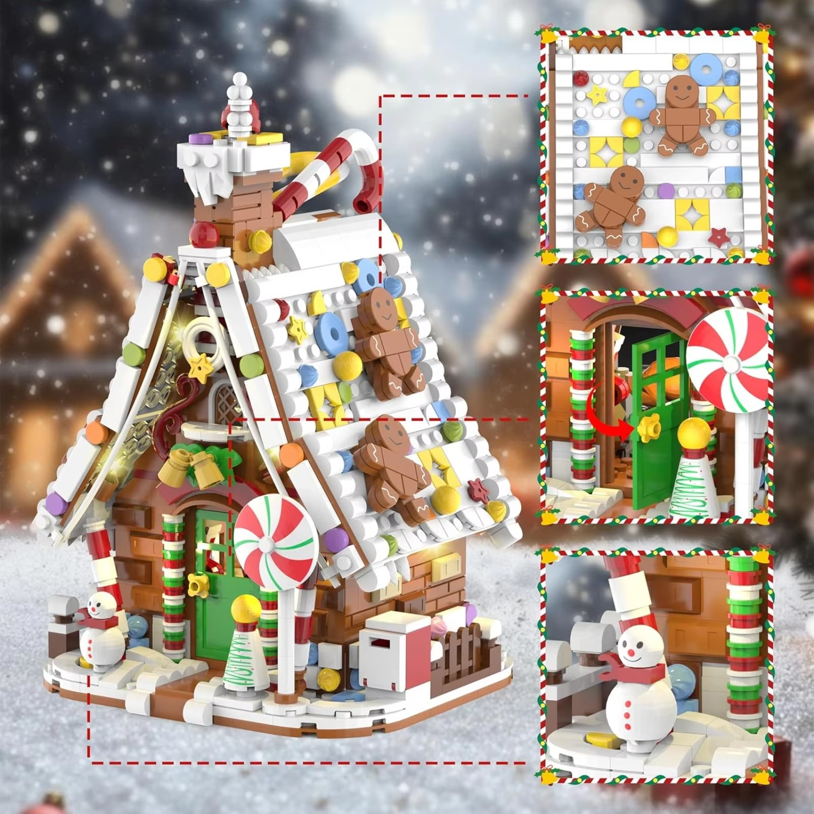 Christmas Gingerbread House & 2in1 Nutcracker Building Blocks Set Holiday Decoration Xmas Gifts for Adult and Children(1606 PCS)