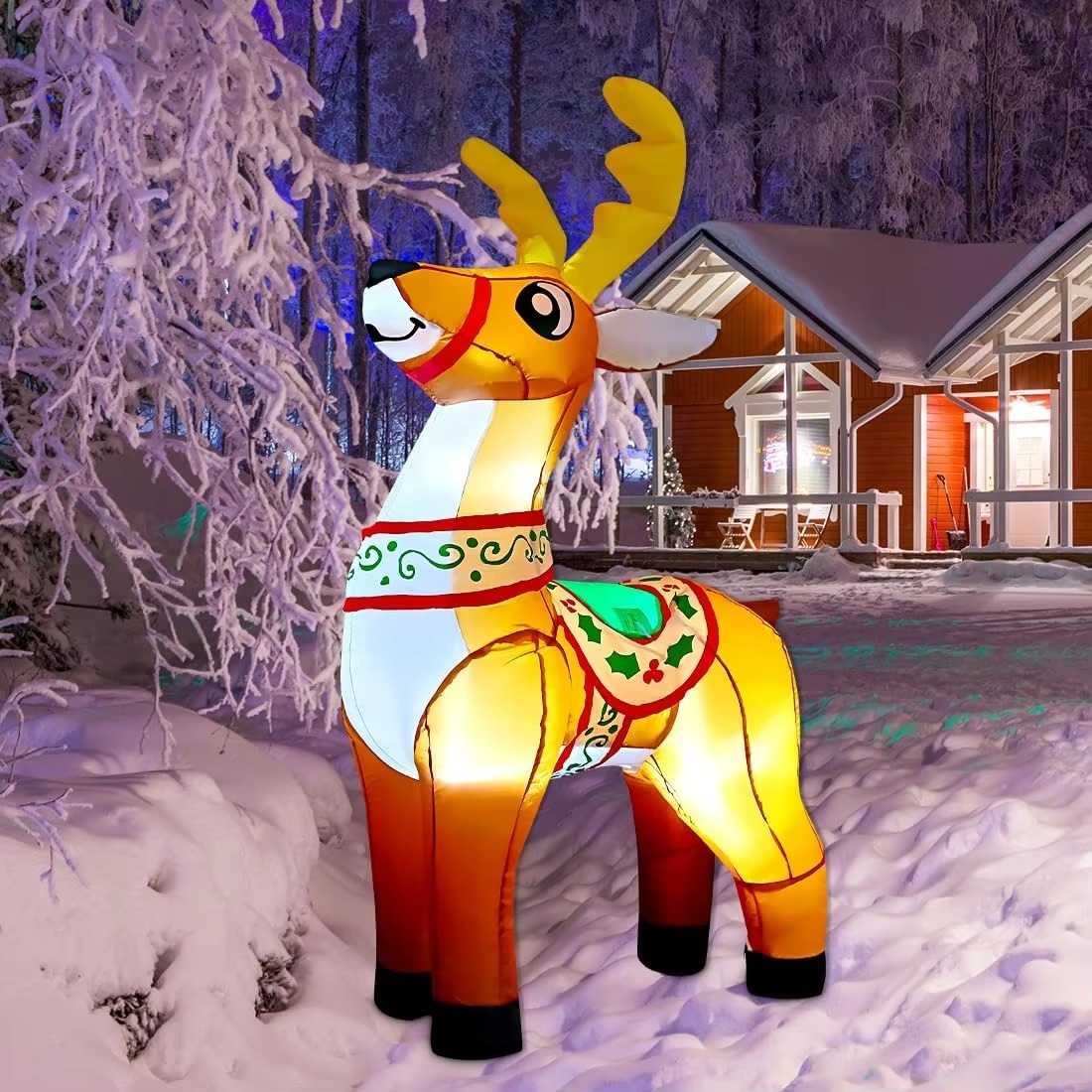 6 FT Christmas Inflatable LED Reindeer Lighted Blow up Elk Outdoor Yard Home Decoration Cute Fun Xmas Holiday Blow Up Party Toy