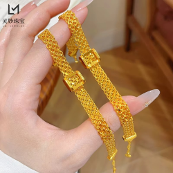 9999 24K Real Gold Shop Same Style Women's Gold Bracelet Lace Square Strap Gift Luxury Beautiful Jewelry