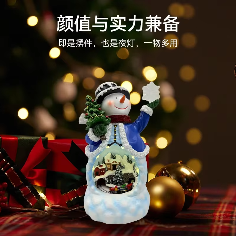 Electric Rotating Snowman Christmas Tree Lantern with Music LED Light Decorations 2025 New Year's Gift