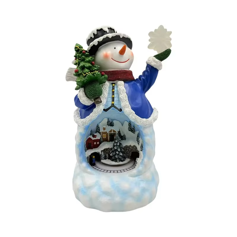 Electric Rotating Snowman Christmas Tree Lantern with Music LED Light Decorations 2025 New Year's Gift