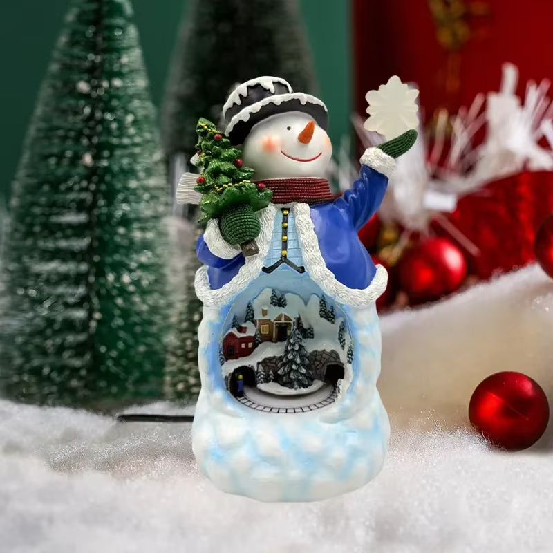 Electric Rotating Snowman Christmas Tree Lantern with Music LED Light Decorations 2025 New Year's Gift