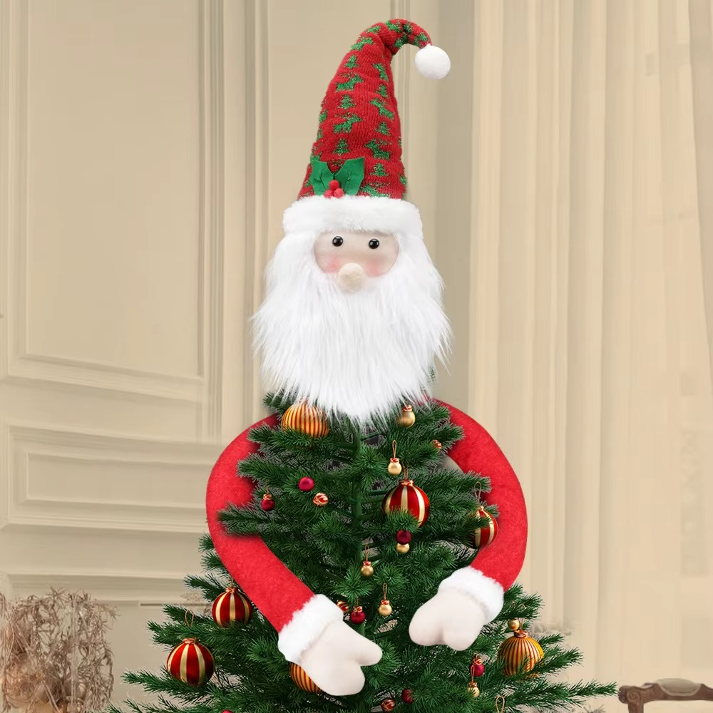 New Christmas Decorations Christmas Tree Top Star Santa Claus Elf Snowman Pendant Christmas Window Decoration