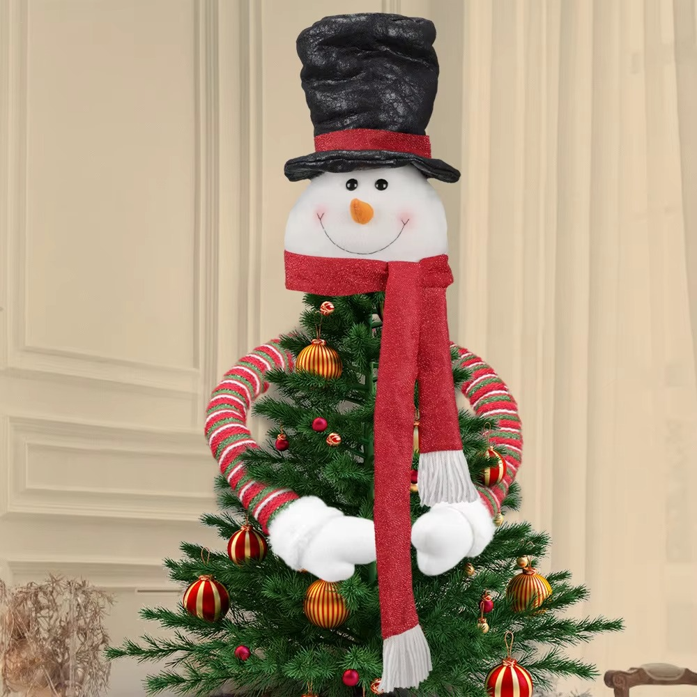 New Christmas Decorations Christmas Tree Top Star Santa Claus Elf Snowman Pendant Christmas Window Decoration