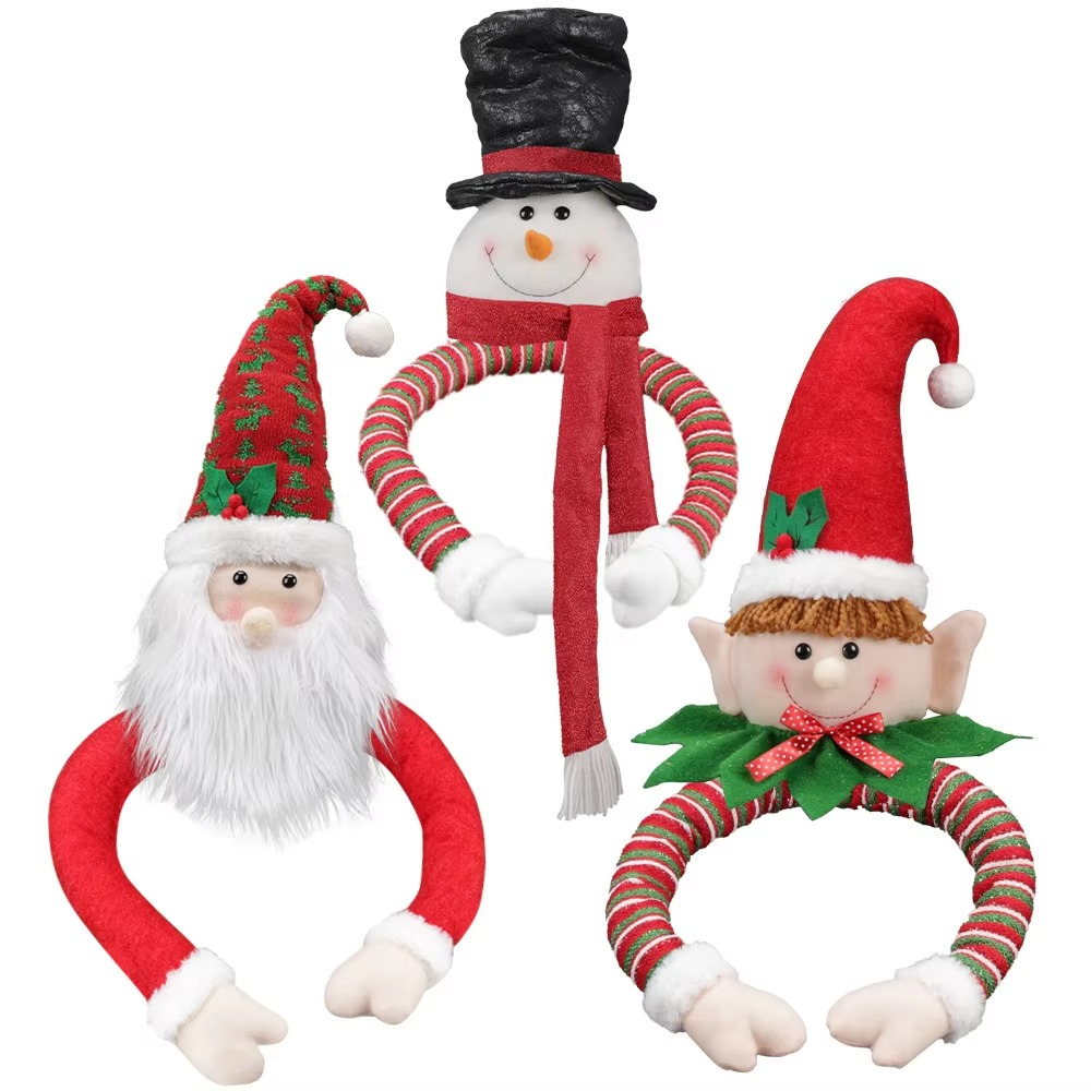 New Christmas Decorations Christmas Tree Top Star Santa Claus Elf Snowman Pendant Christmas Window Decoration