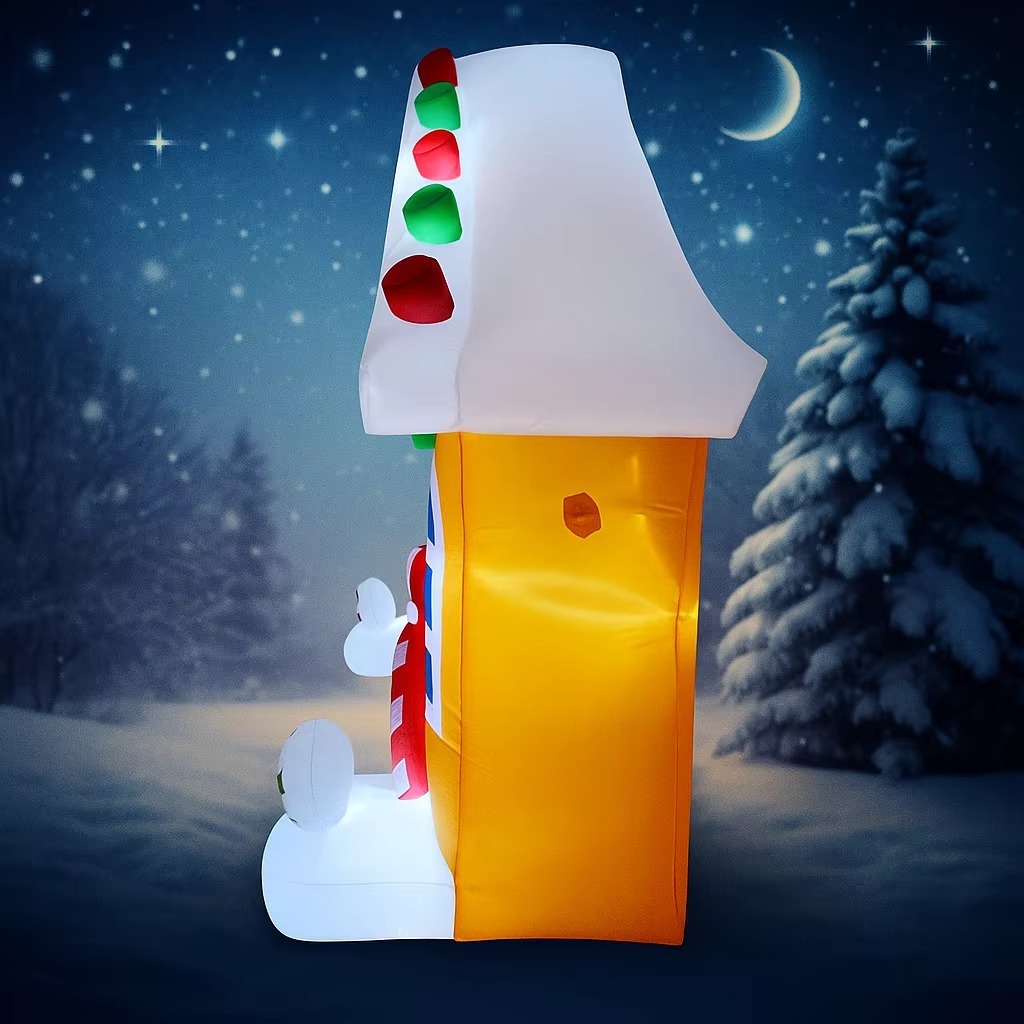 8.86FT Inflatable Christmas Gingerbread House Arch Toy LED Lit Festive Gift Xmas Supplies Home Ornament Yard Party Decoration