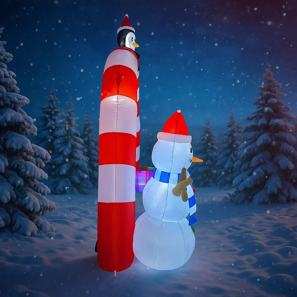 7.87FT Inflatable Christmas Arch Snowman Penguins Gift Toy LED Lit Xmas Supplie Home Ornament Yard Party Decoration Festive Gift