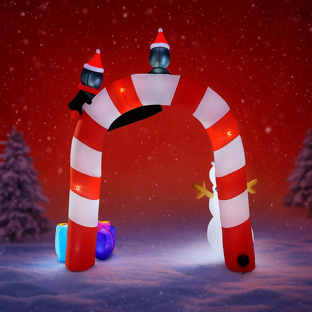 7.87FT Inflatable Christmas Arch Snowman Penguins Gift Toy LED Lit Xmas Supplie Home Ornament Yard Party Decoration Festive Gift