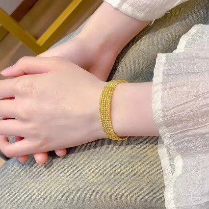 Luxury 24K 9999 Pure Gold New Gufa Didi Ball Bracelet Exquisite Light Luxury Atmospheric Bracelet