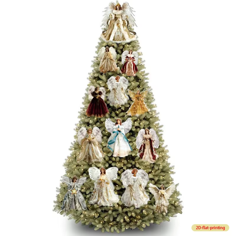 12 pieces of Christmas angel Christmas tree decoration plug-in plastic hollow board with pole Christmas atmosphere props, 2D