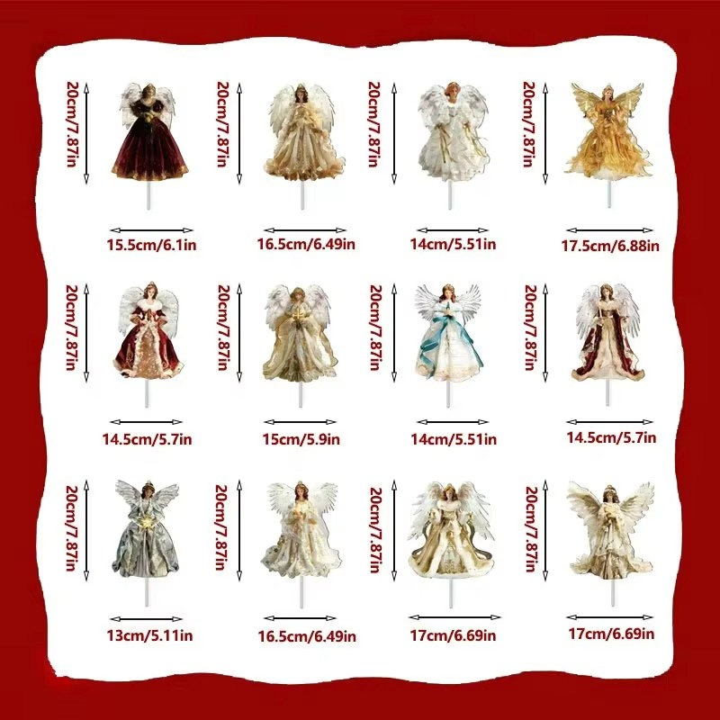 12 pieces of Christmas angel Christmas tree decoration plug-in plastic hollow board with pole Christmas atmosphere props, 2D