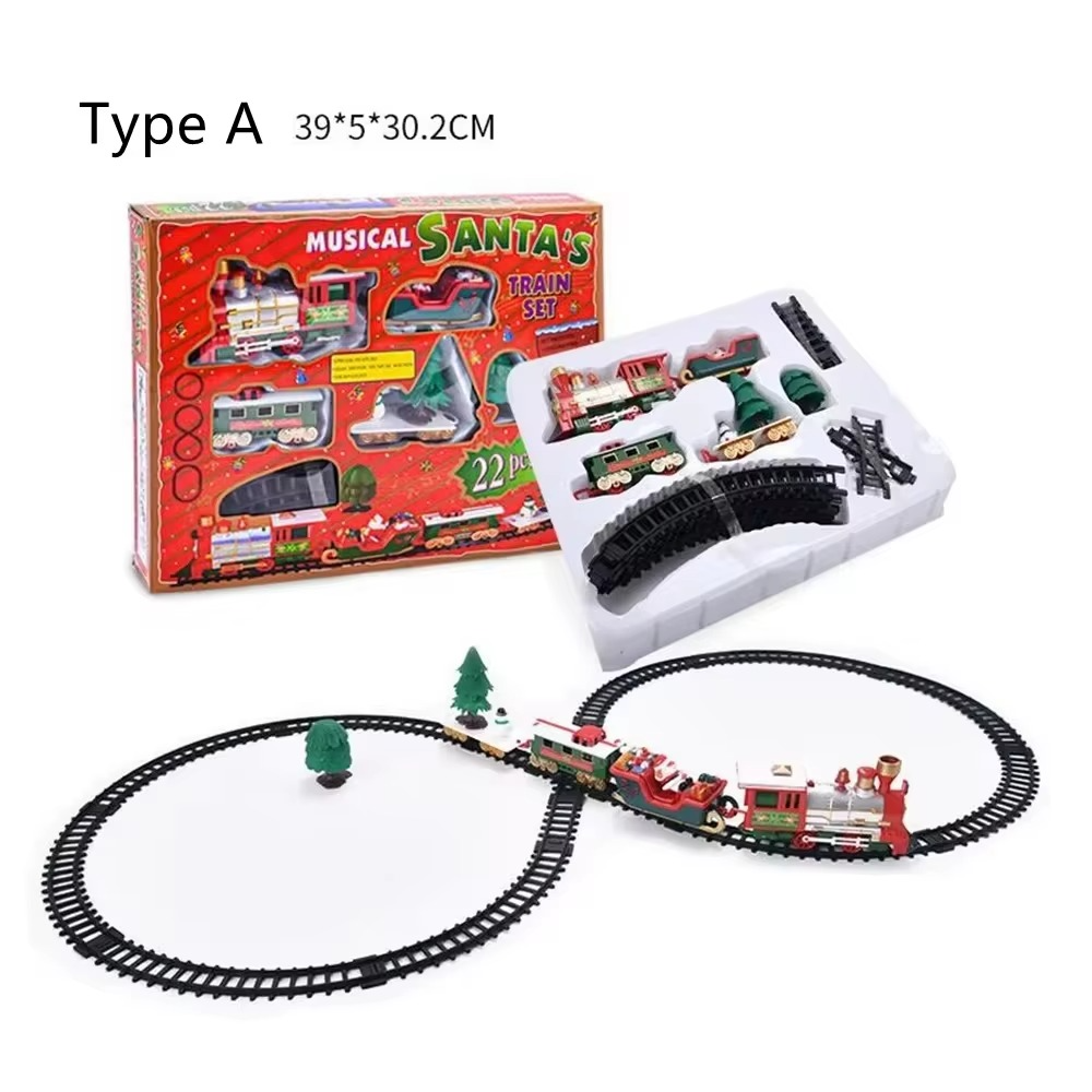 Christmas Train Set with Lights Sounds Railway Tracks Sets Locomotive Engine for Christmas Tree Electronic Toys Gift for Kids