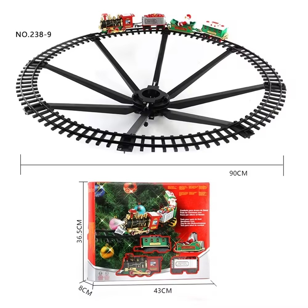 Christmas Train Set with Lights Sounds Railway Tracks Sets Locomotive Engine for Christmas Tree Electronic Toys Gift for Kids