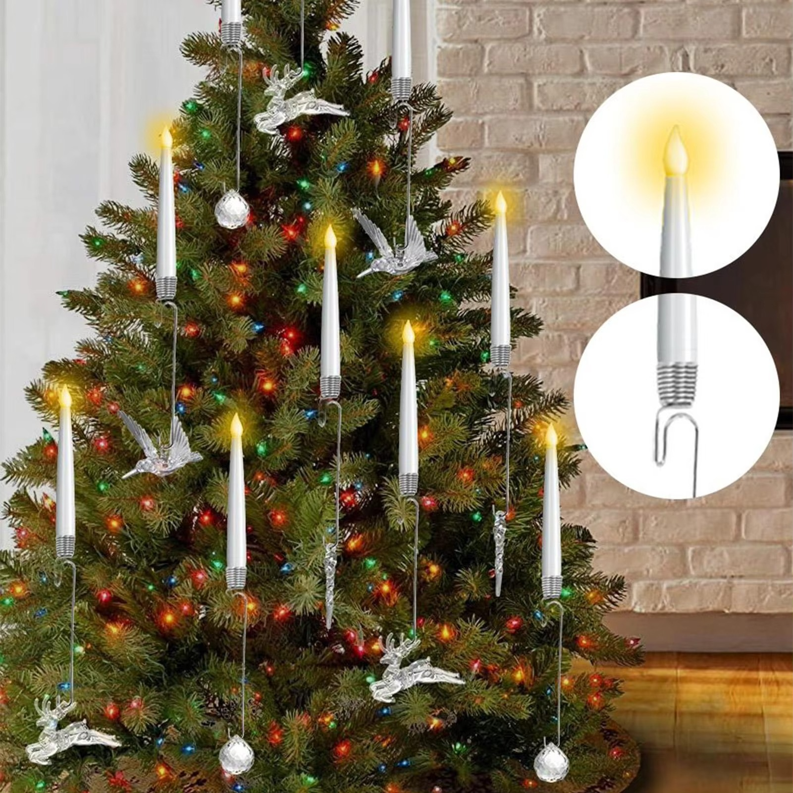 Christmas Tree Candles with Remote Flameless LED Candles Decorative Lights 6 Pieces Christmas Decorations for Holiday Indoor