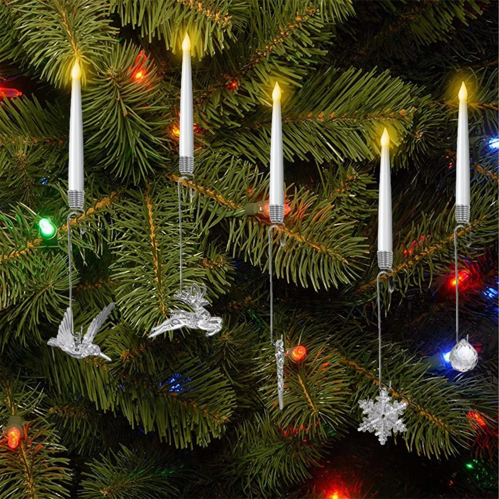 Christmas Tree Candles with Remote Flameless LED Candles Decorative Lights 6 Pieces Christmas Decorations for Holiday Indoor