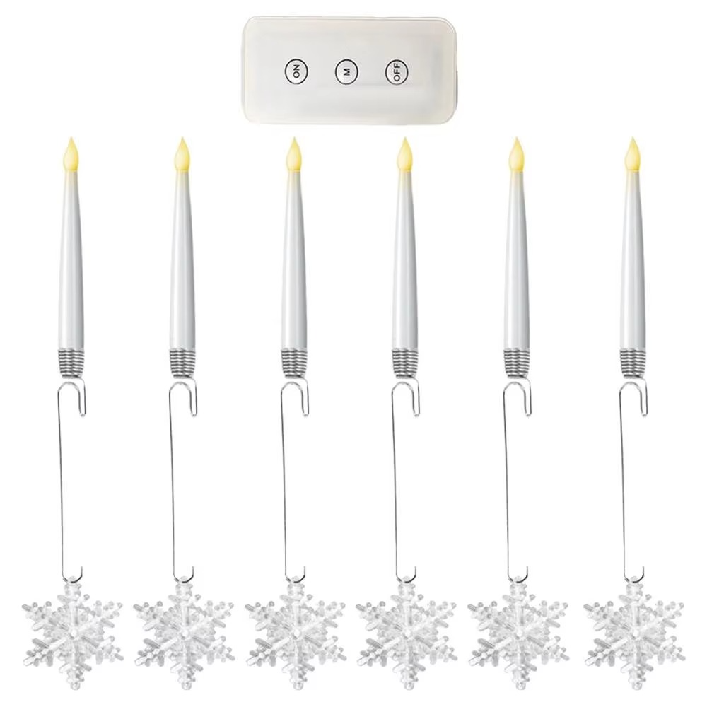 Christmas Tree Candles with Remote Flameless LED Candles Decorative Lights 6 Pieces Christmas Decorations for Holiday Indoor