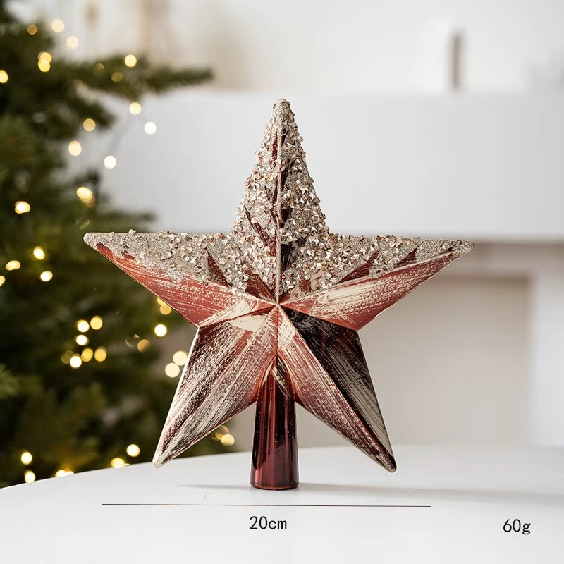 New Christmas Tree Top Star Decorations Creative Retro Sparkling Christmas Tree Pendant Exquisite Festival Party Indoor Ornament
