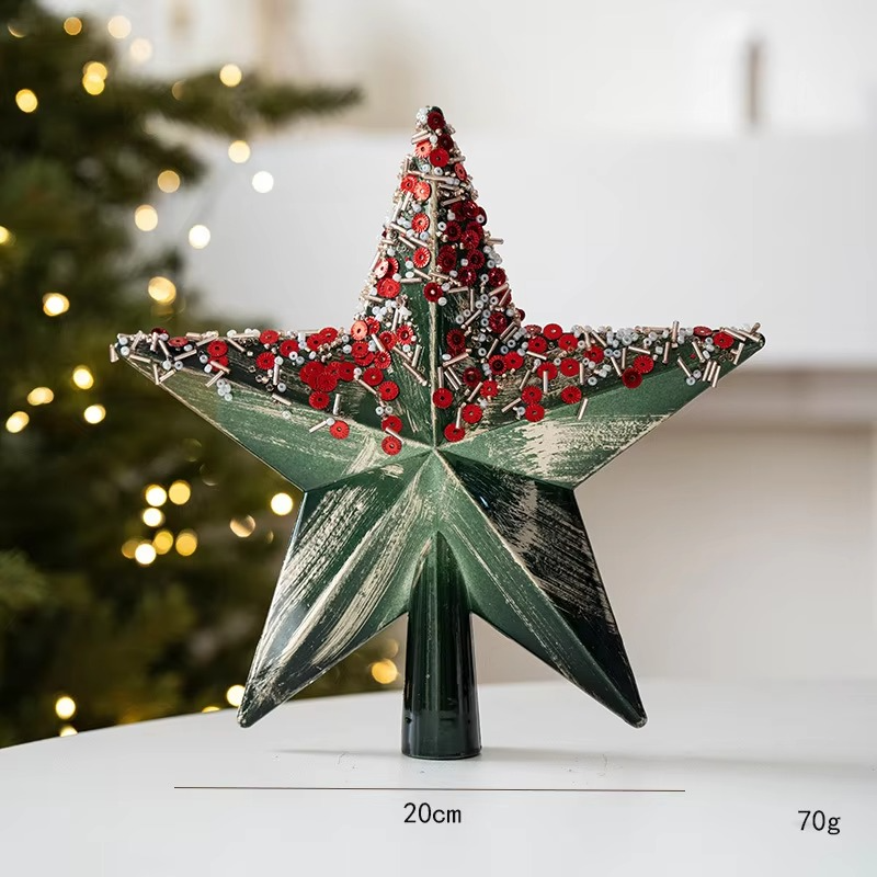 New Christmas Tree Top Star Decorations Creative Retro Sparkling Christmas Tree Pendant Exquisite Festival Party Indoor Ornament