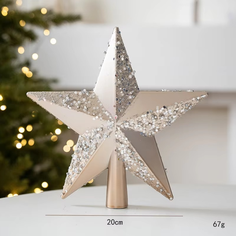 New Christmas Tree Top Star Decorations Creative Retro Sparkling Christmas Tree Pendant Exquisite Festival Party Indoor Ornament