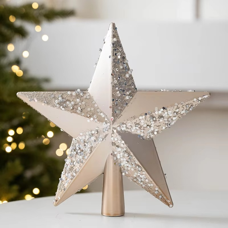 New Christmas Tree Top Star Decorations Creative Retro Sparkling Christmas Tree Pendant Exquisite Festival Party Indoor Ornament