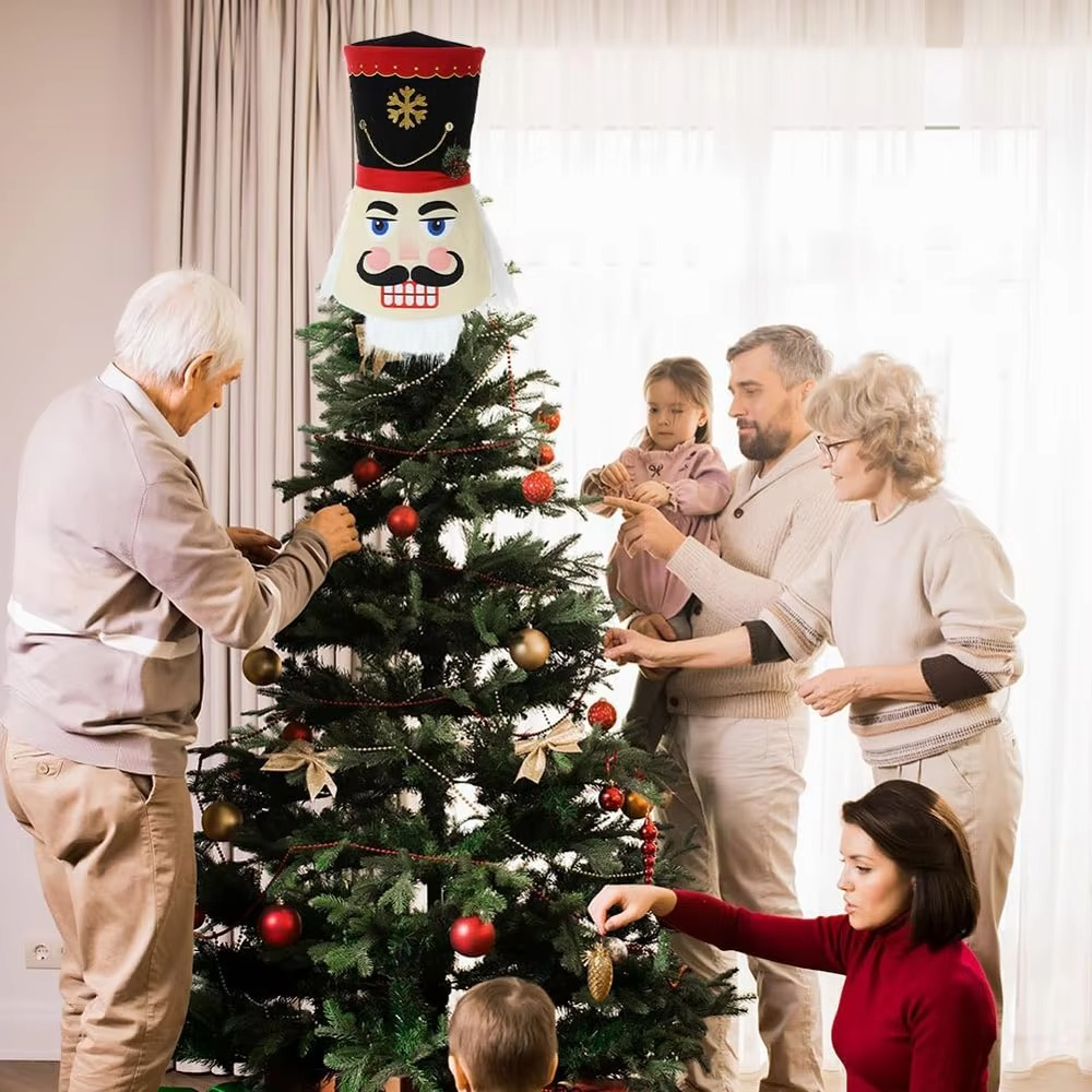 1pcs Nutcracker Christmas Tree Topper Decoration,20 in Nutcracker Soldier Xmas Tree Top Hat for Christmas Tree Ornaments