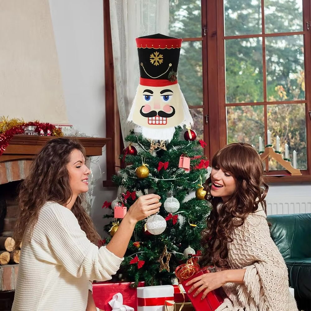 1pcs Nutcracker Christmas Tree Topper Decoration,20 in Nutcracker Soldier Xmas Tree Top Hat for Christmas Tree Ornaments