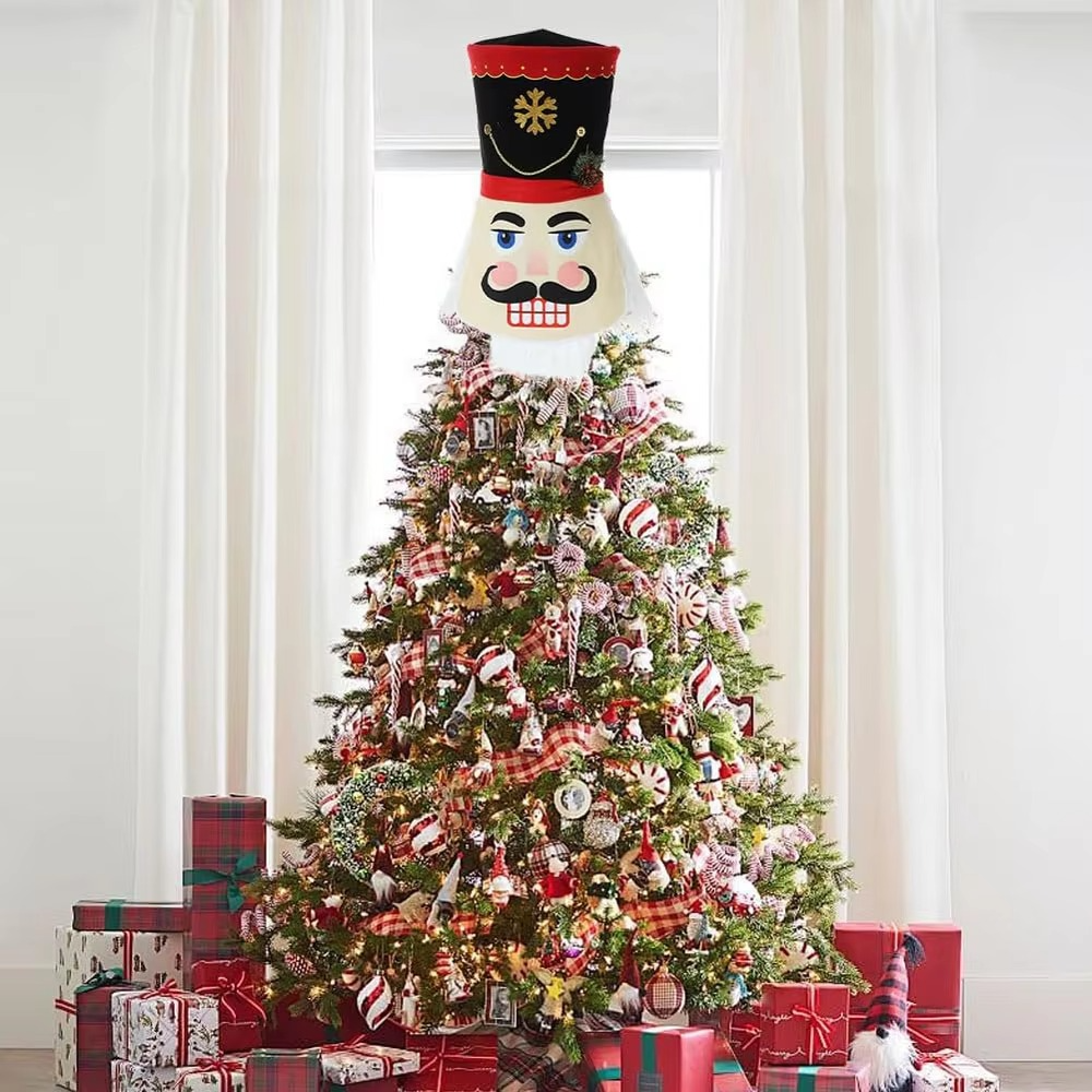 1pcs Nutcracker Christmas Tree Topper Decoration,20 in Nutcracker Soldier Xmas Tree Top Hat for Christmas Tree Ornaments