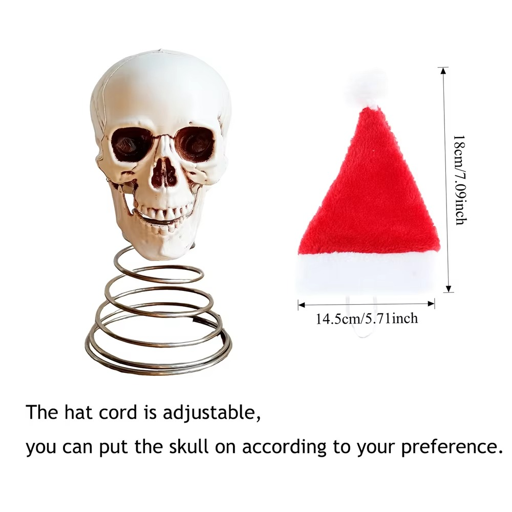 5inch Christmas Tree Topper Skull With Santa Hat Holiday Plastic Skull Ornament Xmas Colorful Skull Ornaments Navidad Decoration