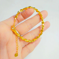 9999 24K Real Gold Twisted Bead Bracelet Simple Temperament Versatile Bracelet Women's Broken Silver Couple Beads Bracelet