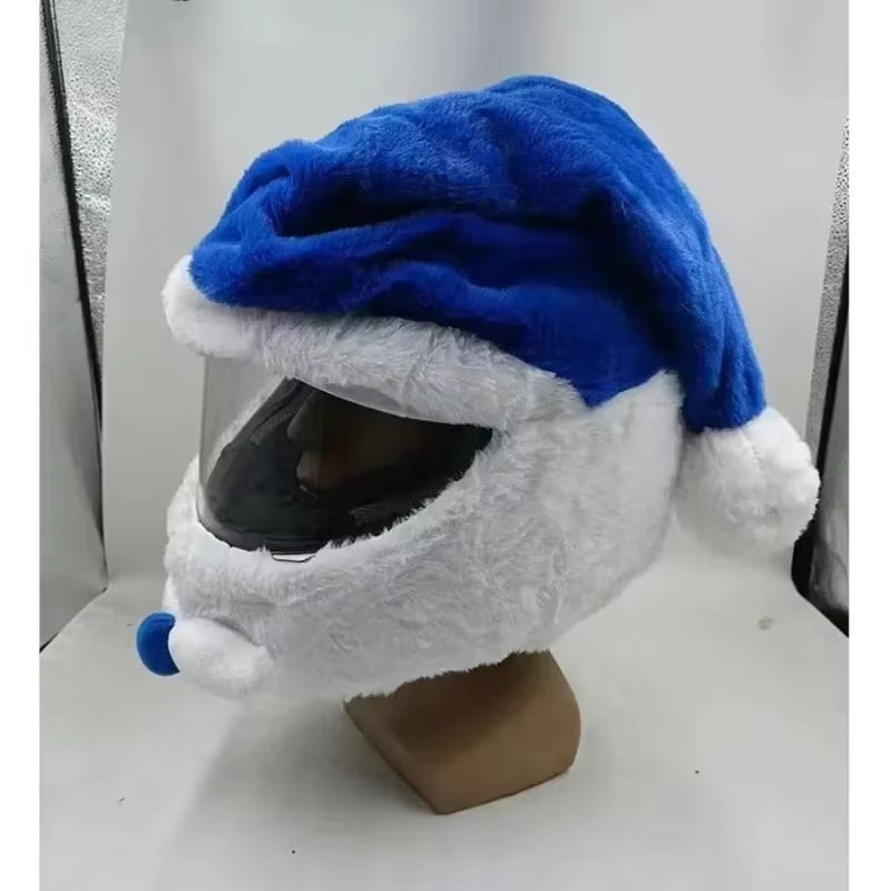 Christmas Motorcycle Full Helmet Plush Cover Creative Santa Claus Motorcycle Helmet Hat Personalized Ride Christmas Gift