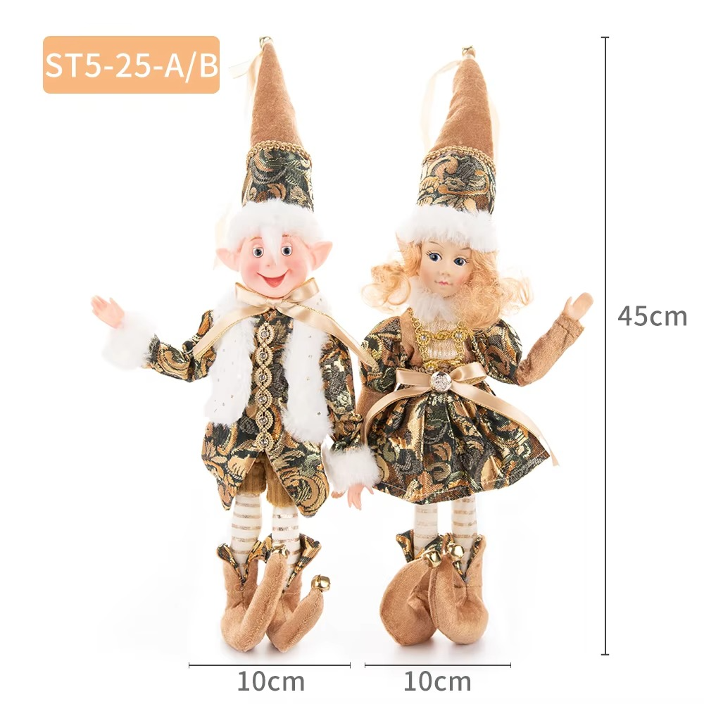 New Arrived Bendable Arms Legs Christmas Elf Home Decor Figurine Doll Hanging Festival Decoration Gold Red Christmas Elves Gifts