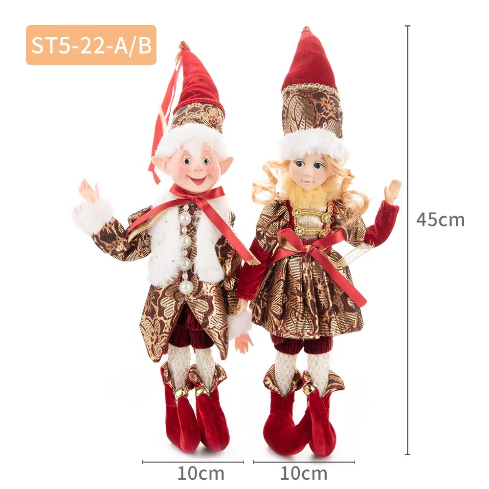 New Arrived Bendable Arms Legs Christmas Elf Home Decor Figurine Doll Hanging Festival Decoration Gold Red Christmas Elves Gifts